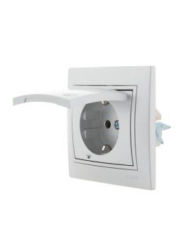 розетка 1-м сп mira 16а ip20 с заземл. с защ. крышкой со вставкой керамика сер. метал. lezard 701-1010-123 от магазина Штепсель и батарейка. - фото_3