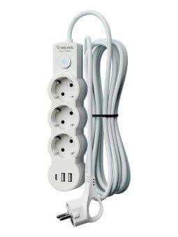 удлинитель 3х3м с заземл. 10а ip20 usb 2800вт 220в пвс 3х1 с выкл. бел. космос yksm3m3g-z-vu10а-w от магазина Штепсель и батарейка.