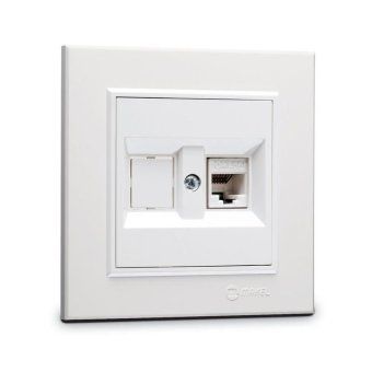 розетка компютерная cat5 + гнездо сп karea ip20 бел. makel 56001035 от магазина Штепсель и батарейка.