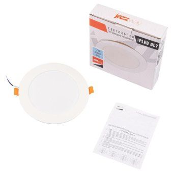 светильник светодиодный pled dl7 12вт 6500к ip54 1020лм wh встраив. бел. pro jazzway 5069084 от магазина Штепсель и батарейка. - фото_4