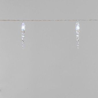 гирлянда светодиодная "сосульки" 1.5м 10led бел. 0.1вт ip20 провод пвх прозр. элементы питания 2хaa (не в компл.) neon-night 303-094 от магазина Штепсель и батарейка. - фото_2