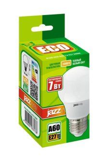 лампа светодиодная pled-eco 7вт a60 грушевидная 3000к тепл. бел. e27 570лм 230в jazzway 1033178 от магазина Штепсель и батарейка. - фото_2