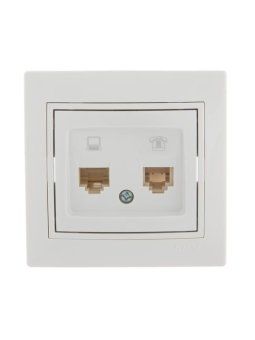 розетка компьютерная + телефонная 2-м сп mira rj45 + rj11 бел./бел. lezard 701-0202-143 от магазина Штепсель и батарейка.