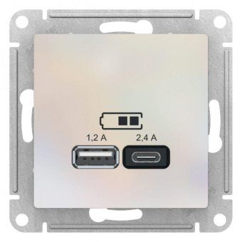 розетка usb atlasdesign тип a+c 5в/2.4а 2х5в/1.2а механизм жемчуж. se atn000439 от магазина Штепсель и батарейка. - фото_3