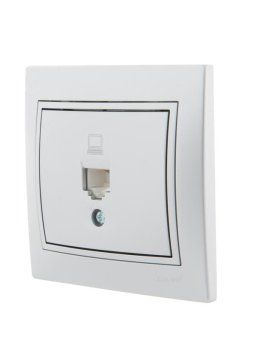 розетка компьютерная 1-м сп mira rj45 сер. метал. lezard 701-1010-139 от магазина Штепсель и батарейка. - фото_3