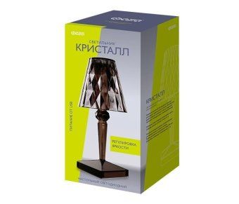 светильник светодиодный настольный ctl1-usb 3вт 120лм 5в 2smd ip20 диммер: 2700-3000к/4000-4500к/6000-6500к ночник черн. кристалл акрил фаzа 5040908 от магазина Штепсель и батарейка. - фото_4