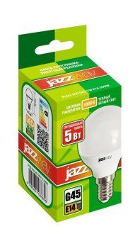 лампа светодиодная pled-eco 5вт g45 шар матовая 3000к тепл. бел. e14 400лм 230в 50гц jazzway 1036896a от магазина Штепсель и батарейка. - фото_2