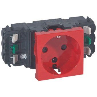 розетка 1-м сп 2мод. mosaic 16а ip40 2p+e с заземл. безвинтов. клеммы с механич. блокировк. для кабель-канала dlp механизм красн. leg 077421 от магазина Штепсель и батарейка.