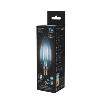 лампа светодиодная филаментная black filament 7вт свеча 4100к нейтр. бел. e14 580лм gauss 103801207 от магазина Штепсель и батарейка. - фото_5