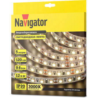 лента светодиодная 71 410 nls-3528ww120-9.6 ip20 12b r5 9.6вт/м (уп.5м) navigator 71410 от магазина Штепсель и батарейка. - фото_2