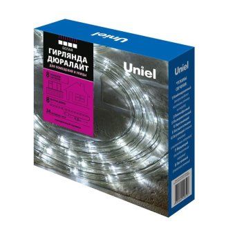 гирлянда светодиодная uld-d50 8m/с08 ip44 white дюралайт 8м с контроллером бел. свет провод бел. uniel ul-00008573 от магазина Штепсель и батарейка.