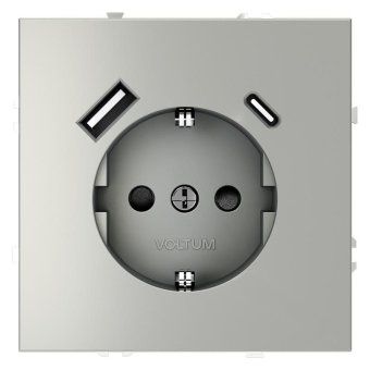 розетка 1-м сп s70 16а с usb a+с с заземл. защ. шторки механизм сталь voltum vls040505 от магазина Штепсель и батарейка.