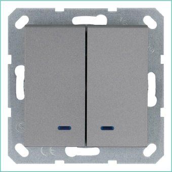 выключатель 2-кл. 10а ip20 с подсветкой механизм алюм. jasmart g3023ns от магазина Штепсель и батарейка.
