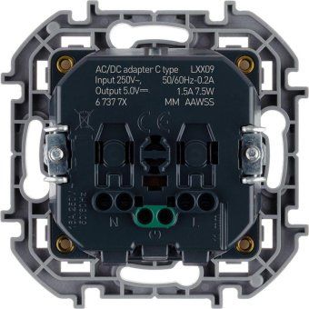 розетка 1-м сп inspiria 16а ip20 250в 2p+e немецк. стандарт с заряд. устройством usb тип c 1.5а 5в механизм бел. leg 673770 от магазина Штепсель и батарейка. - фото_2