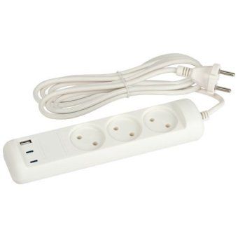 удлинитель электрический u-3-3m-usb-w 3 розетки + 3xusb a+c 3м 10а бел. эра б0069076 от магазина Штепсель и батарейка. - фото_2