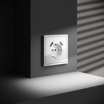 розетка 1-м сп s70 16а с usb a+a с заземл. защ. шторки механизм бел. глянцевый voltum vls040401 от магазина Штепсель и батарейка. - фото_7