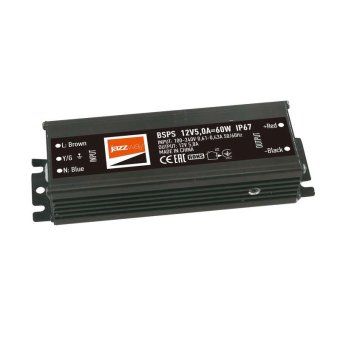 блок питания для светодиодной ленты 60вт 5а 12в ip67 bsps влагозащ. метал. jazzway 3329273a от магазина Штепсель и батарейка.