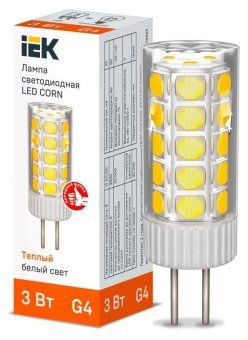 лампа светодиодная corn 3вт капсула 3000к g4 12в керамика iek lle-corn-3-012-30-g4 от магазина Штепсель и батарейка.