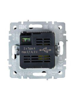 розетка brite usb a+a 3.1а рю10-1-брс механизм сталь iek br-u21-d31-k46 от магазина Штепсель и батарейка. - фото_4