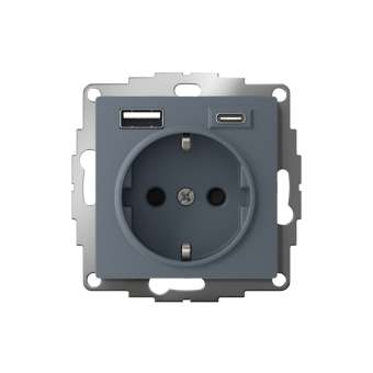 розетка atlasdesign 16а с 2-мя заряд. устройствами usb тип a+c 5в/2.4а 2х5в/1.2а механизм грифель se atn000732 от магазина Штепсель и батарейка. - фото_2
