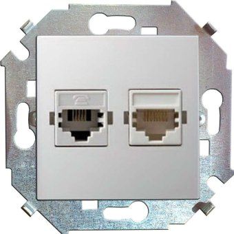 розетка компьютерная 2-м сп simon 15 rj45 кат.5e systimax механизм бел. simon 1591593-030 от магазина Штепсель и батарейка.