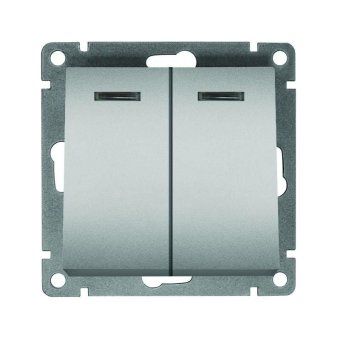выключатель 2-кл. сп афина 10а ip20 с подсветкой механизм серебр. universal a0123-s от магазина Штепсель и батарейка.