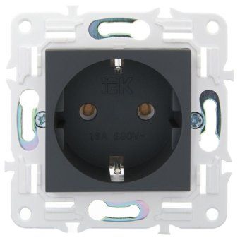розетка skandy 16а с заземл. без защ. шторок sk-r05g графит iek sk-r11-16-k53 от магазина Штепсель и батарейка. - фото_2