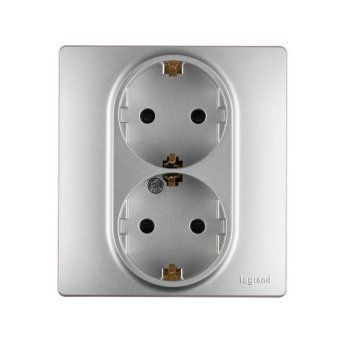 розетка 2-м сп etika 16а ip31 250в 2х2p+e с заземл. защ. шторки немецк. стандарт безвинт. клеммы алюм. leg 672433 от магазина Штепсель и батарейка.