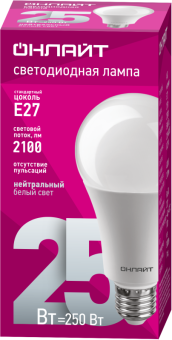 лампа светодиодная 61 954 oll-a60-25-230-4k-e27 25вт онлайт 61954 от магазина Штепсель и батарейка. - фото_2