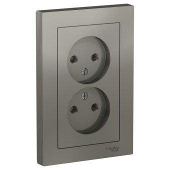 розетка 2-м сп atlasdesign 16а ip20 без заземл. в сборе сталь se atn000920 от магазина Штепсель и батарейка.