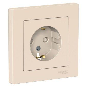 розетка 1-м сп atlasdesign 16а ip20 с заземл. защ. шторки в сборе беж. se atn000244 от магазина Штепсель и батарейка.