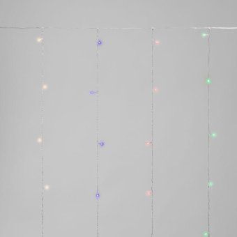 гирлянда светодиодная занавес 1.5х1.5м 64 led мультиколор прозр. пвх ip20 свечение с динамикой 220в не соединяется с контроллером neon-night 235-409 от магазина Штепсель и батарейка.