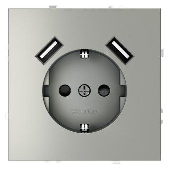 розетка 1-м сп s70 16а с usb a+a с заземл. защ. шторки механизм сталь voltum vls040405 от магазина Штепсель и батарейка.