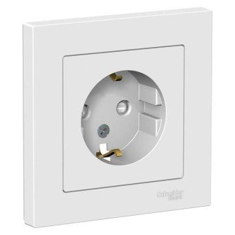 розетка 1-м сп atlasdesign 16а ip20 с заземл. защ. шторки в сборе бел. se atn000144 от магазина Штепсель и батарейка.