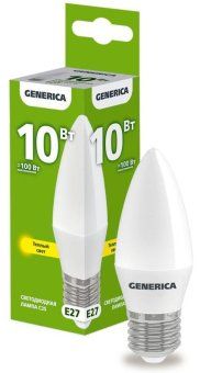 лампа светодиодная c35 10вт свеча 3000к e27 230в generica ll-c35-10-230-30-e27-g от магазина Штепсель и батарейка.