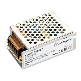 блок питания ars-35-24 24в 1.5а 35вт ip20 сетка 2 года arlight 026152 от магазина Штепсель и батарейка.