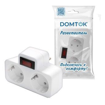 разветвитель 2-м плоский с выключателем с заземл. 16а 3500вт 250в бел. dомток 2664 от магазина Штепсель и батарейка. - фото_3