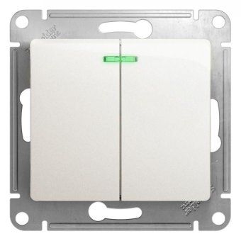 выключатель 2-кл. сп glossa 10а ip20 (сх. 5а) 10ax с подсветкой механизм перламутр. se gsl000653 от магазина Штепсель и батарейка.