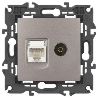 розетка эра elegance 14-3110-16 rj45+tv титан эра б0065768 от магазина Штепсель и батарейка.