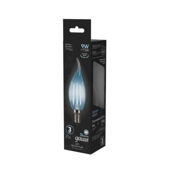 лампа светодиодная филаментная black filament 9вт свеча на ветру 4100к нейтр. бел. e14 710лм gauss 104801209 от магазина Штепсель и батарейка. - фото_4