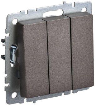 выключатель 3-кл. сп brite вс10-3-0-бртб 10а механизм бронза iek br-v30-0-10-k45 от магазина Штепсель и батарейка.