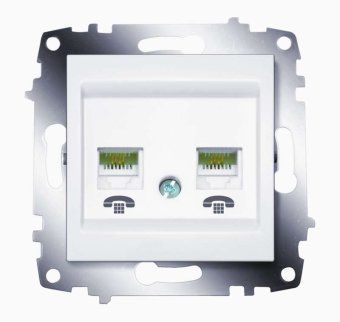 розетка телефонная 2-м cosmo rj11 механизм бел. abb 619-010200-222 от магазина Штепсель и батарейка.