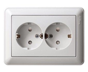 розетка 2-м сп w59 16а ip20 с заземл. защ. шторки в сборе бел. se rs16-255-18 от магазина Штепсель и батарейка.