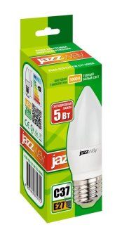 лампа светодиодная pled-eco 5вт c37 свеча 3000к тепл. бел. e27 400лм 230в jazzway 2855312a от магазина Штепсель и батарейка. - фото_2
