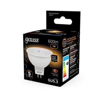 лампа светодиодная black 7вт mr16 софит 3000к тепл. бел. gu5.3 600лм gauss 101505107 от магазина Штепсель и батарейка. - фото_5