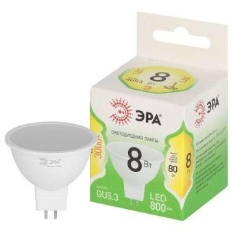 лампа светодиодная green line mr16-8w-830-gu5.3 gl 8вт софит 3000к свет тепл. gu5.3 эра б0067082 от магазина Штепсель и батарейка.