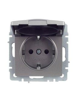 розетка brite рсбш10-3-брс 16а ip20 с заземл. защ. шторки с крышкой механизм сталь iek br-r16-16-k46 от магазина Штепсель и батарейка. - фото_2