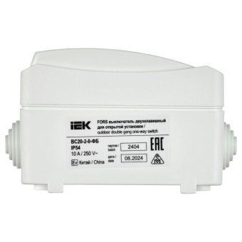 выключатель 2-кл. оп форс ip54 вс20-2-0-фб бел. iek evs20-k01-10-54-dc от магазина Штепсель и батарейка.