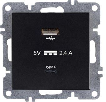 розетка lavin/karen usb + type-c механизм черн. arvia 50 07 2000 304 от магазина Штепсель и батарейка.