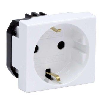 розетка 1-м 2мод. viva 16а ip20 2p+e с заземл. защ. шторки бел. dkc 45005 от магазина Штепсель и батарейка. - фото_2